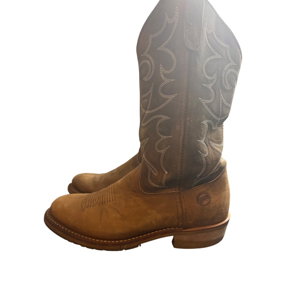 Double H Mens Tan Leather Western Work Boots Oil Slip Resistant Round Toe